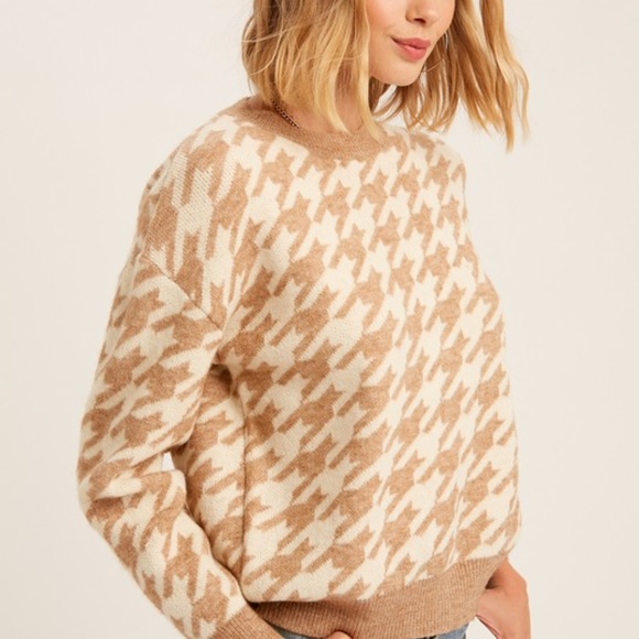 Brown houndstooth sweater - Picture 4 of 6